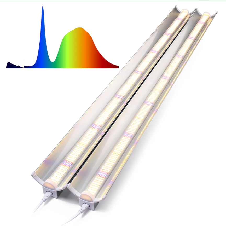 Nyhet: 2 stk Vekstlys med reflektor, Timer og beskyttede led dioder, 98cm. 75watt.